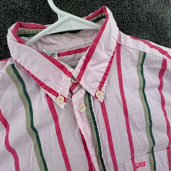 Think Pink Button Up Shirt Men Pink Striped Long Sleeve Italy Made Size 41 (16) - Picture 7 of 13